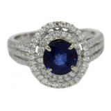14kt Gold 2.78 ct Round Sapphire & Diamond Ring