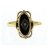 10kt Gold Antique Onyx & Diamond Ring