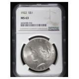 1922 MS63 Peace Silver Dollar