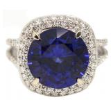 14kt Gold 8.84 ct Sapphire & Diamond Ring