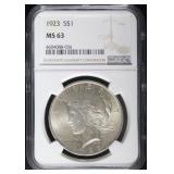 1923 MS63 Peace Silver Dollar