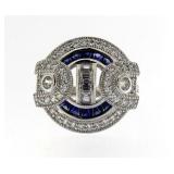 Vintage Style Blue & White Sapphire Dinner Ring