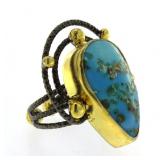 Genuine 16.00 ct Blue Turquoise Designer Ring