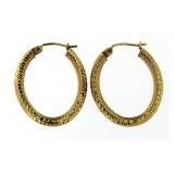 14kt Gold Elongated Hoop Earrings