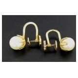 14kt Gold 6.6 mm Genuine Pearl Earrings