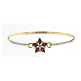 Genuine Garnet & Diamond Cuff Bracelet