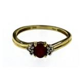 10kt Gold Genuine Ruby & Diamond Ring