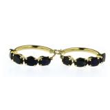 14kt Gold Genuine 2.30 ct Sapphire Hoop Earrings