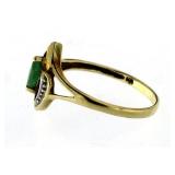 10kt Gold Genuine Emerald & Diamond Ring