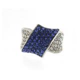 Elegant Blue & White Zircon Designer Ring