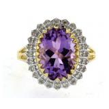 14kt Gold Genuine 4.50 ct Amethyst & Diamond Ring