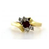 14kt Gold Genuine Ruby & Diamond Waterfall Ring