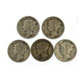 (5) Better Silver Mercury Dimes