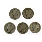 (5) Mercury Silver Dimes