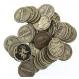 Collection (50) Mercury Silver Dimes
