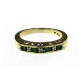 10kt Gold Channel Set Emerald & Diamond Ring