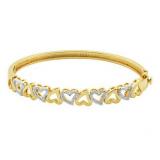 Beautiful Diamond Accent Heart Bangle Bracelet