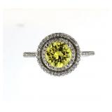 Round 3.30 ct Canary Yellow Designer Ring