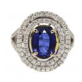 14kt Gold Oval 5.26 ct Sapphire & Diamond Ring