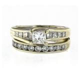 14kt Gold Princess Cut 1.00 ct 2 pc Diamond Bridal