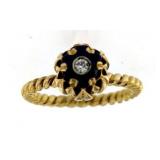 18kt Gold Antique Sapphire & Diamond Ring