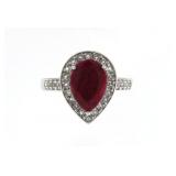Pear Cut 4.30 ct Genuine Ruby Solitaire Ring