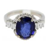 14kt Gold 5.32 ct Sapphire & Diamond Ring