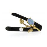 14kt Gold Mid Century Opal & Pearl Brooch