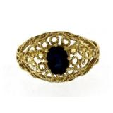 14kt Gold Antique Genuine Sapphire Filligree Ring