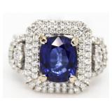 14kt Gold Oval 5.90 ct Sapphire & Diamond Ring