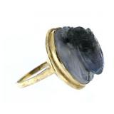 14kt Gold Vintage Carved Jade Estate Ring