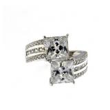 Princess Cut 3.50 ct Double Solitaire Ring