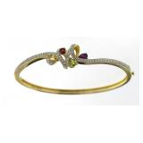 Genuine Gemstone & Diamond Cuff Bracelet