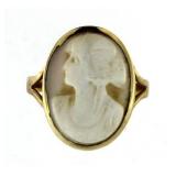 10kt Gold Antique Carved Shell Cameo Estate Ring