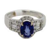 14kt Gold 2.22 ct Sapphire & Diamond Ring