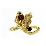 14kt Gold Mid Century Garnet Estate Ring