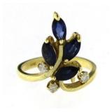 14kt Gold Genuine Sapphire & Diamond Estate Ring