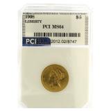 1908 MS65 Liberty Head $5 Gold Quarter Eagle