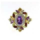 Genuine Gemstone & Diamond Accent Ring