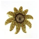 Chocolate Pearl & Orange Sapphire Dinner Ring