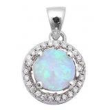 Round 1.50 ct Fire Opal Solitaire Pendant