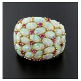 Genuine 3.00 ct Opal & Tourmaline Estate Ring