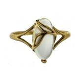 10kt Gold Mid Century Mother Of Pearl Ring