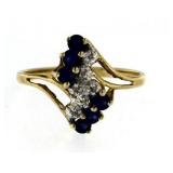 10kt Gold Genuine Sapphire & Diamond Ring