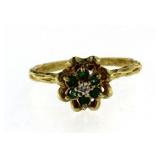 10kt Gold Genuine Emerald & Diamond Ring