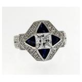 Antique Style 2.00 ct Blue & White Sapphire Ring