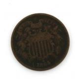 1864 - Copper 2 Cent Piece