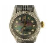 Ladies Oyster Black MOP Diamond Rolex Watch