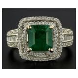 14kt Gold 3.98 ct Emerald & Diamond Ring