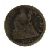1875 Seated Liberty Silver Dime